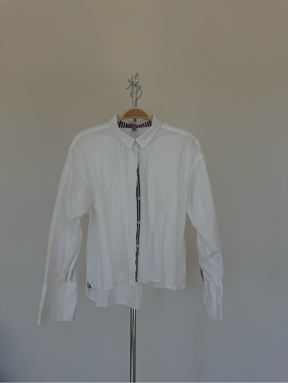 J. Crew White Button-Down Shirt with Contrast Trim